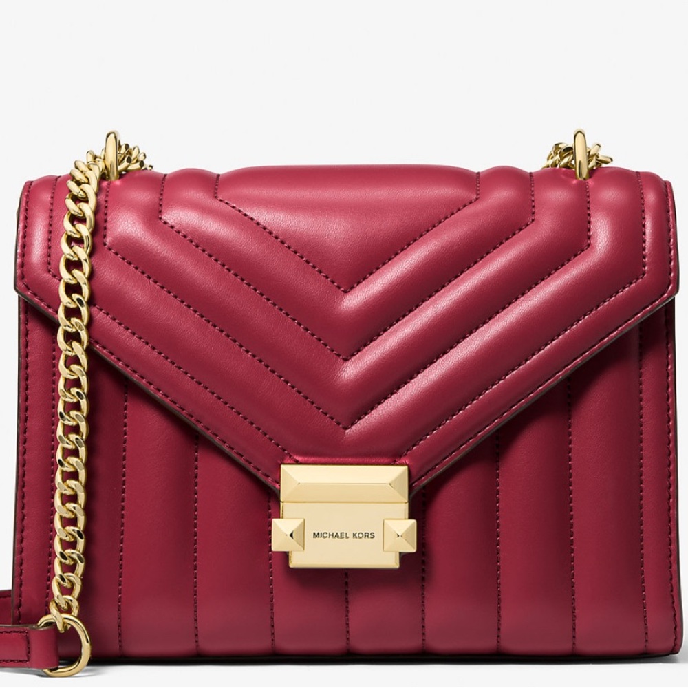 Michael Kors Burgundy Quilted Crossbody Bag